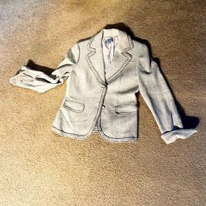 Ann Taylor Lined Tan Tweed Boucle Blazer